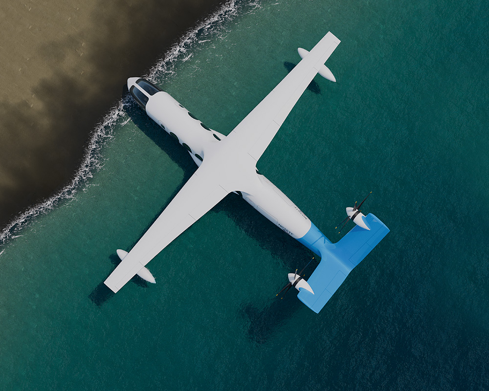 DeltaHawk and TidalFlight aircraft over coastline