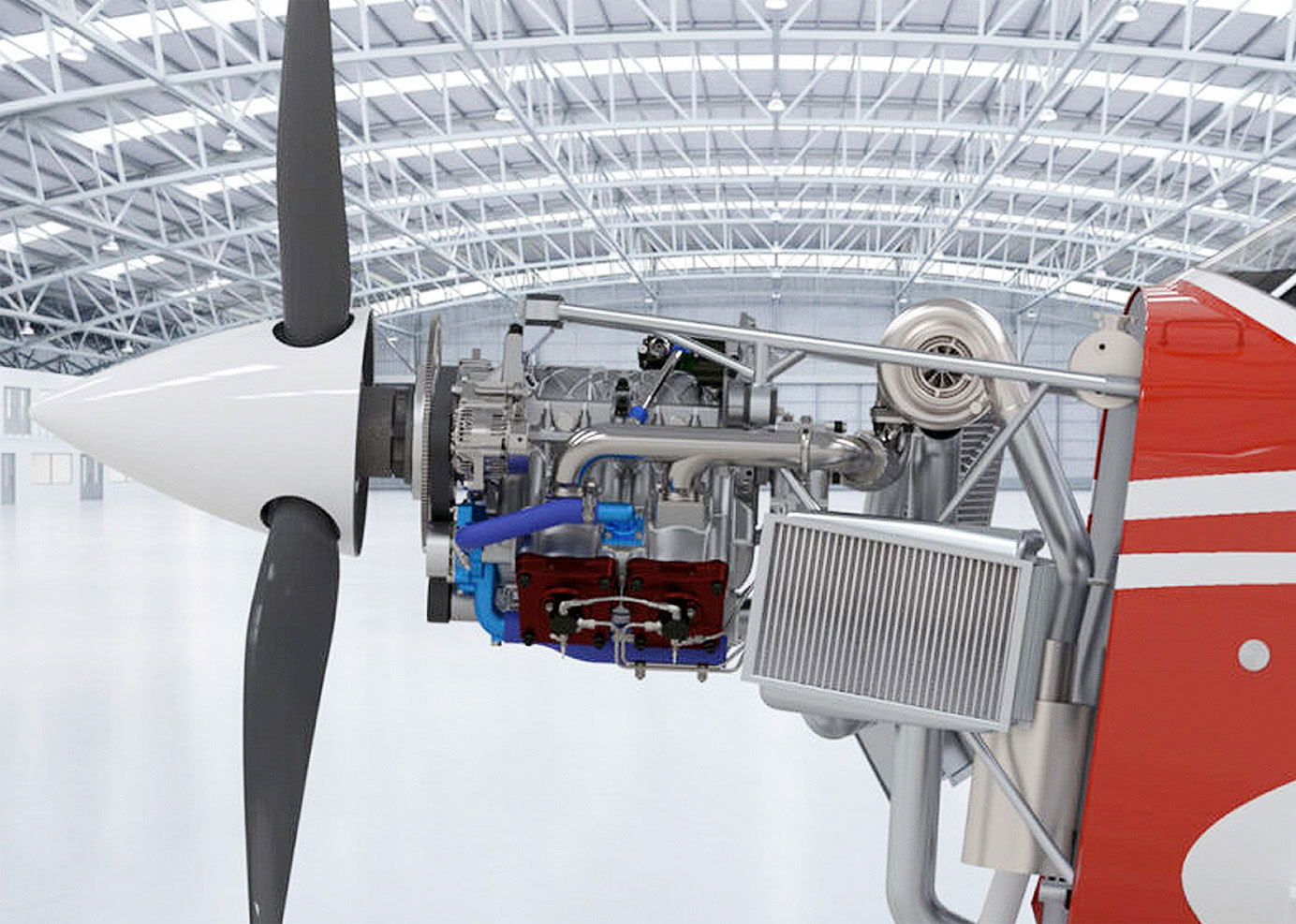 Side view renderings of DeltaHawk engine in Cessna182T