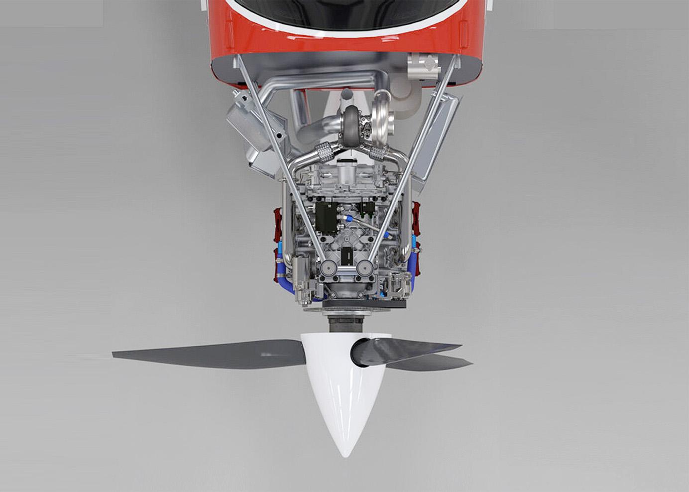 Top view renderings of DeltaHawk engine in Cessna182T